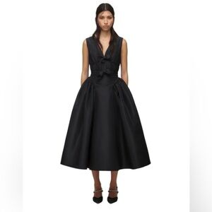 NWT Self Portrait Black Bow Detail Midi Dress